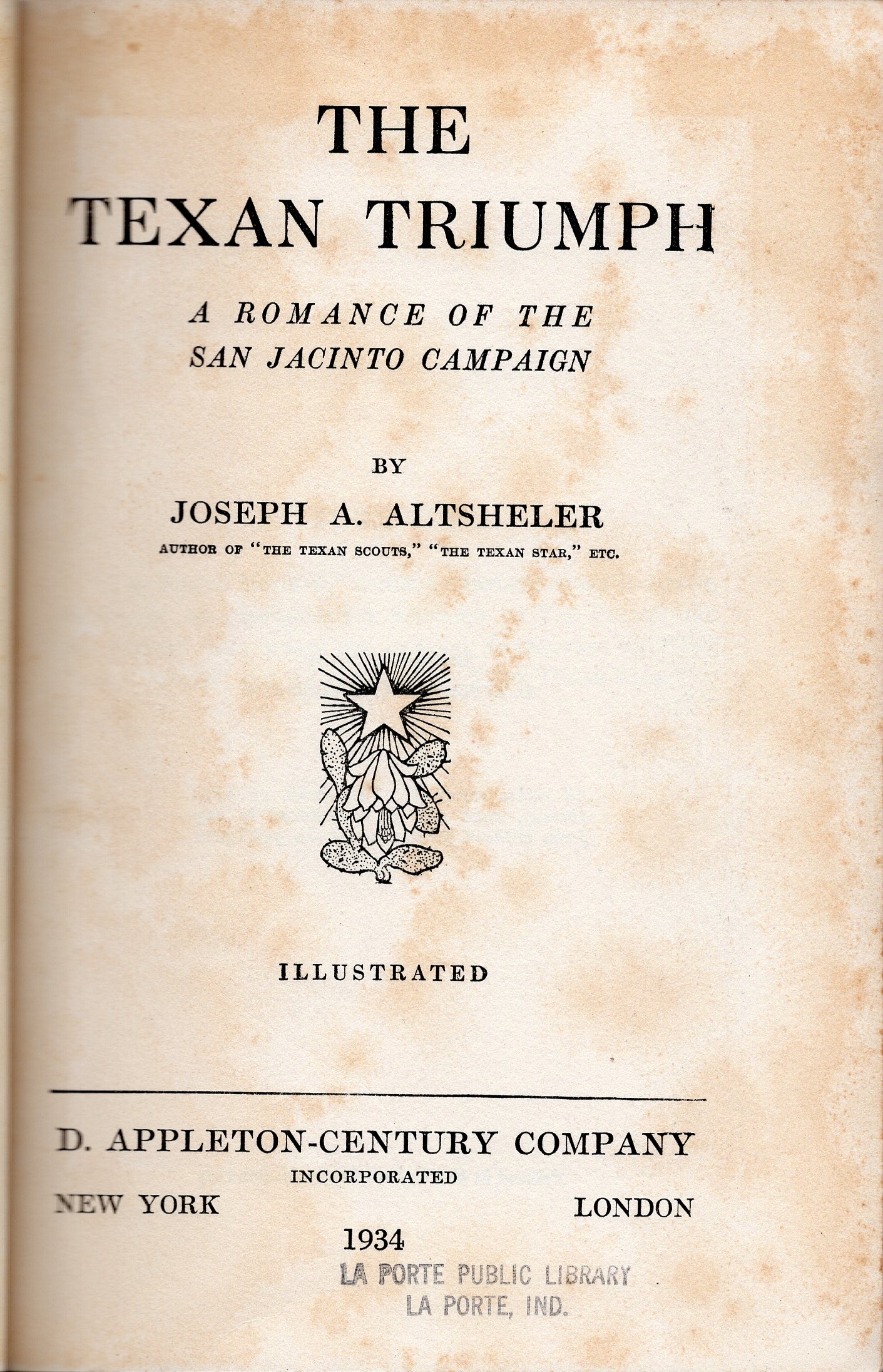 Title Page of 1934 Edition of The Texan Triumph